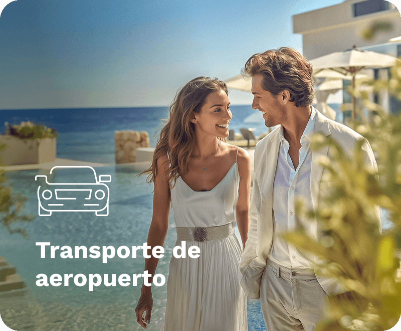 Pareja joven en un hotel con piscina