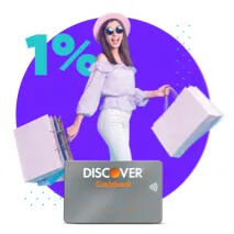 Chica de compras, tarjeta Discover Cashback