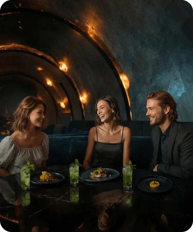 Grupo en un restaurante